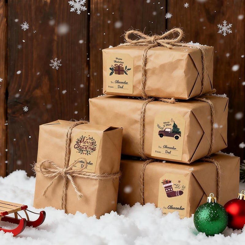 Trazzo Christmas Gift Tags Self-Adhesive Stickers-Christmas Name Tags-Christmas Decorations for Gifts Festival Label Wrapping Holiday Santa to from Gift Tag Stickers for Presents 200 Pcs & 2 x 3 Inch - Image 5